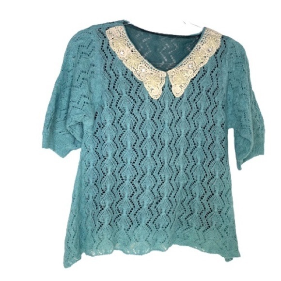 Tops - Crochet Knit Decorated Collar